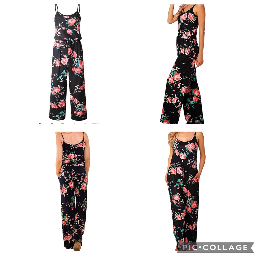 COPY - Floral Printed Jumpsuits Rompers with Pockets XXL